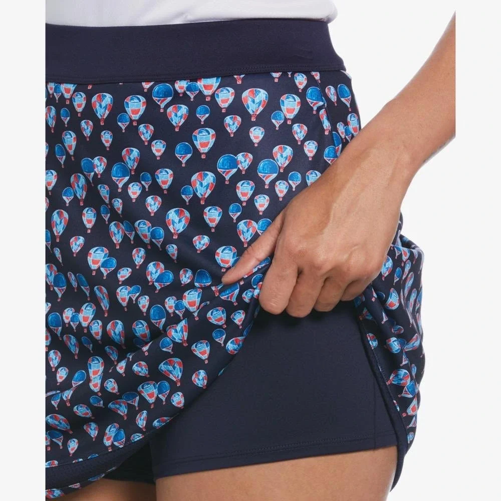 PGA TOUR Women Navy Hot Air Balloon Novelty Print Pull On Golf Skort Skirt XL